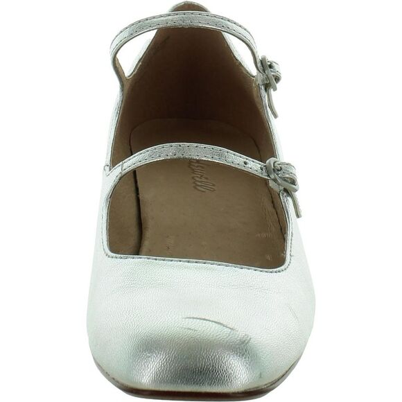 Madewell Womens Silver Leather Metallic Block Heel Mary Jane Nettie Heels Shoes - Picture 3 of 3